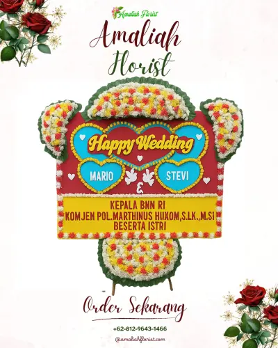 Karangan Papan Bunga Pernikahan di Oetete